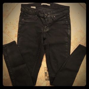 Rich and Skinny black lightly coated wax jeans